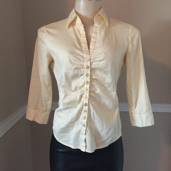  Yellow & White Ruched Front Top  - Picture 1 of 5